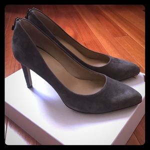 Ann Taylor Liz Heel Grey Suede Zip