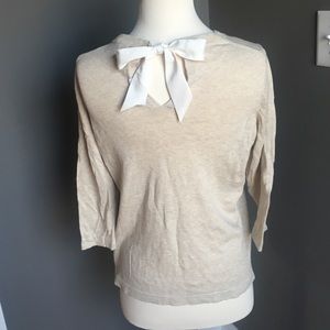 NWT oatmeal Limited knit top with tie at neck