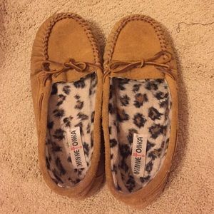 Tan Minnetonka moccasins