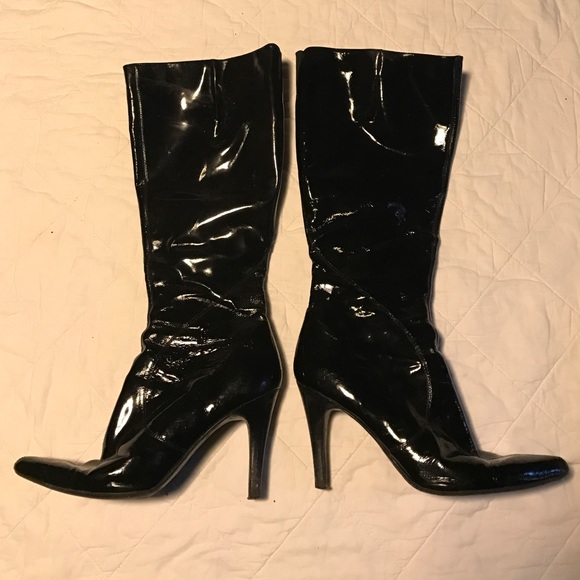 Nine West Black Patent Boots 🖤😈Size 9