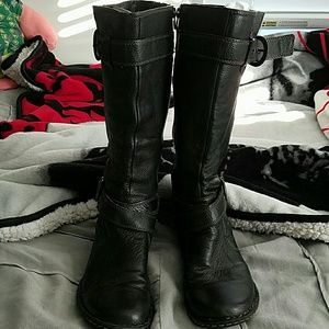 Black leather boots