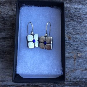 Retired Silpada Flower Earrings with Lapis Center