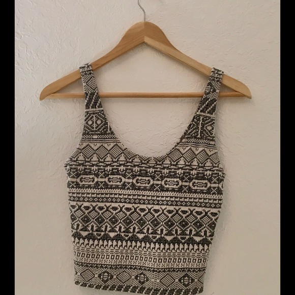 Gray and White Winter Crop Top
