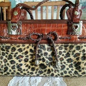 Exotic print and leather purse