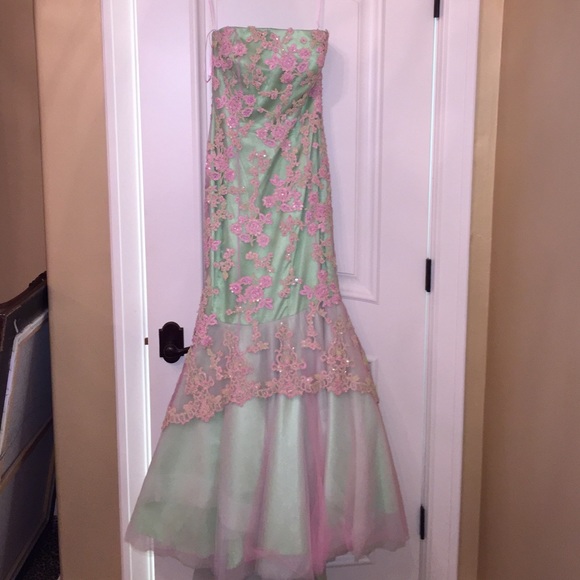 Green and pink prom / homecoming / pageant dress !