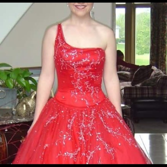 Red ball gown