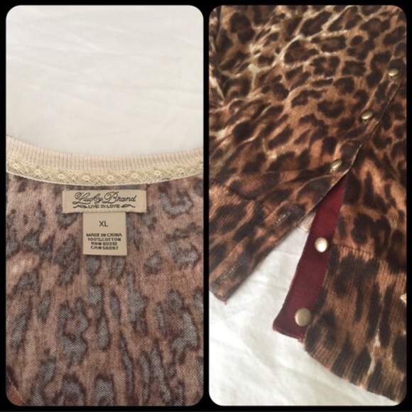 Lucky brand cheetah print cardigan