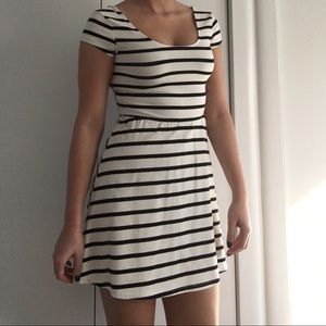 Black and white striped dress