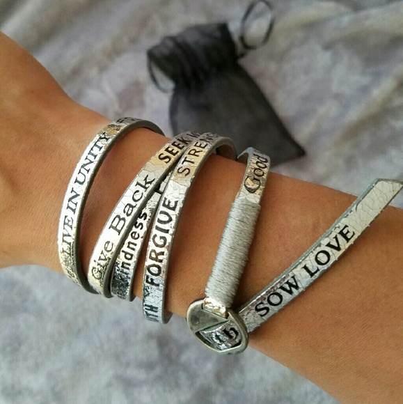 "Believe You Can" Silver Metallic Wrap Bracelet