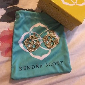 Gold Kendra Scott logo earrings