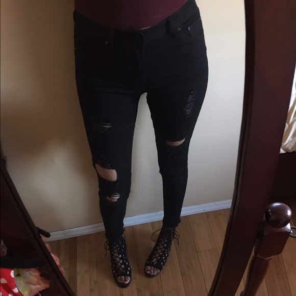 Distressed Hem Jeans - Picture 2 of 2