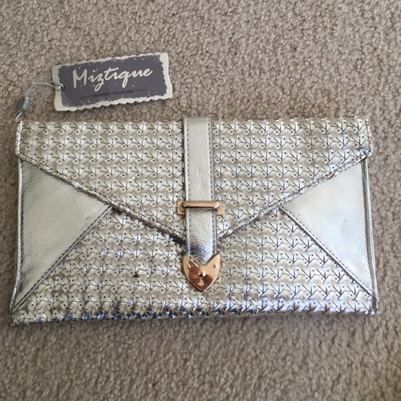 New Mystique vintage silver gold bag clutch - Picture 3 of 6