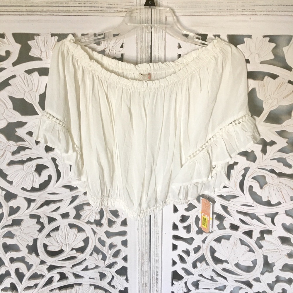 Gianni Bini White Off Shoulder Crop - Picture 3 of 4
