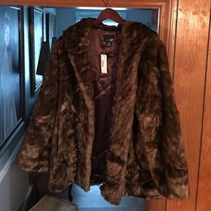 East 5th, Pieced Mink Fur Coat, Brown. Size Large