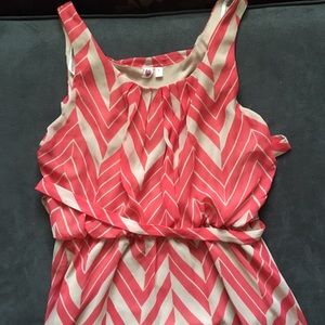 Pink and Tan Chevron High-Low Dress
