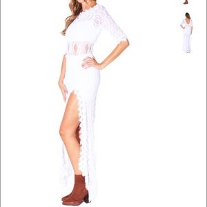 Nightcap Florence v back gown. White dress nwt