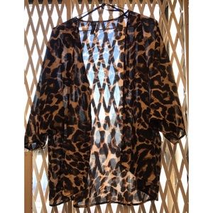 Sheer Cheetah Print Kimono Top