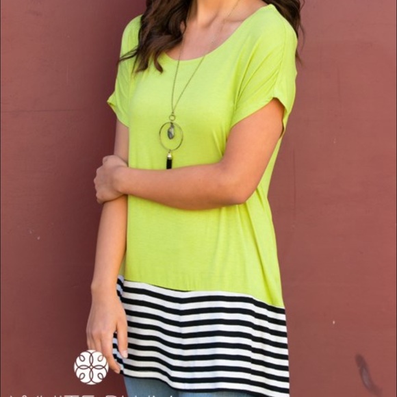 Chartreuse striped tunic