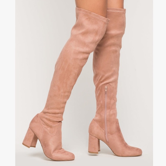 Shoes - Mauve Over the Knee Boots