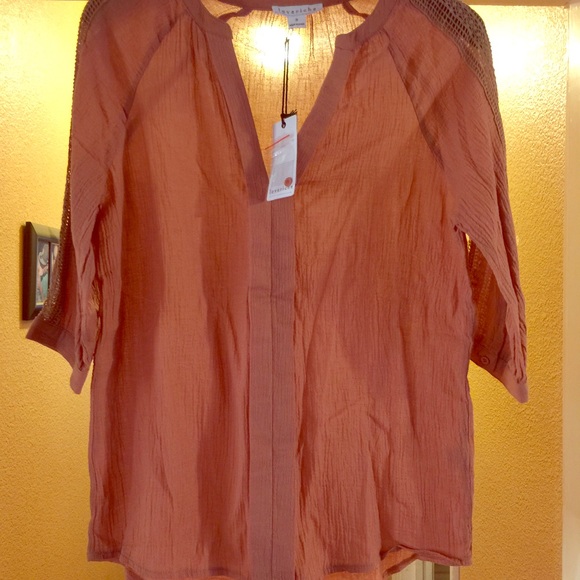 Rust crochet detailed blouse