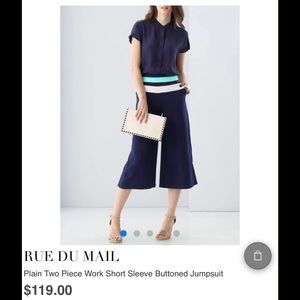 Ru Du Mail two-piece, short sleeve button jumpsuit