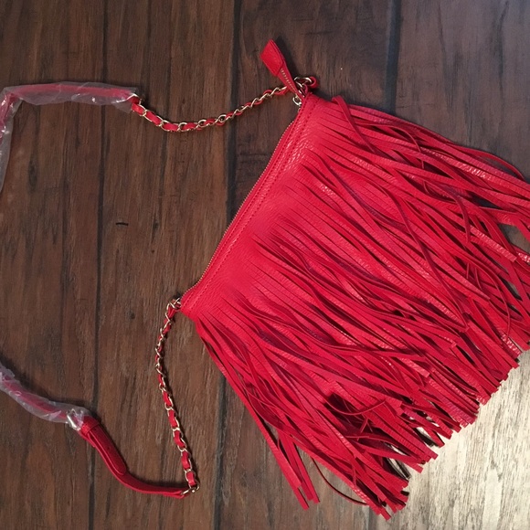 New Red Fringe Crossbody Purse