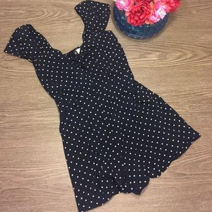 H&M Navy and White Polka Dot Cap Sleeve Romper