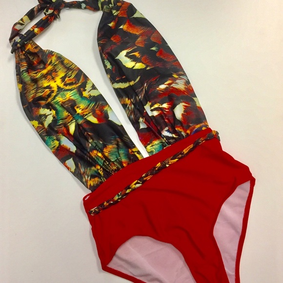 Red swimming suite one piece sw178 - Picture 2 of 3