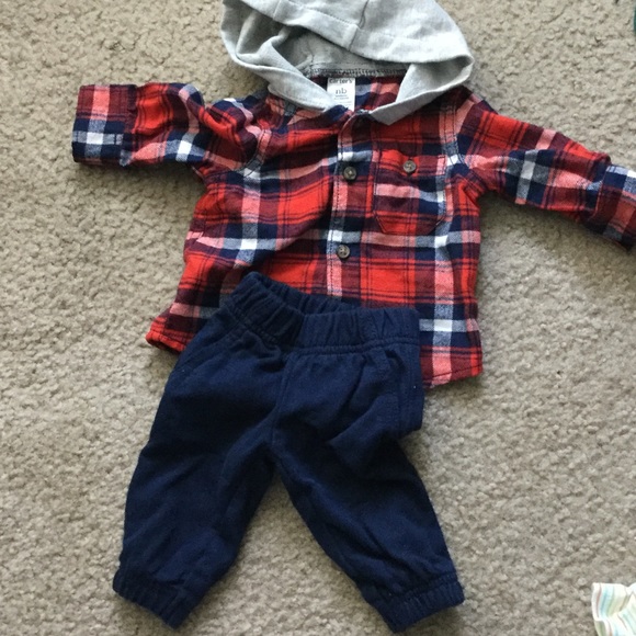 Newborn outfit plaid blue and red