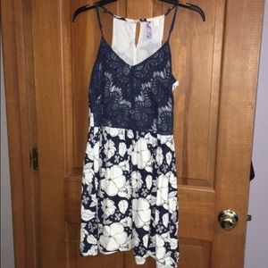 Cream and navy floral dress