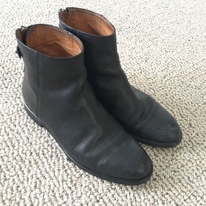 Black Leather Moto Ankle Boots-- MADEWELL