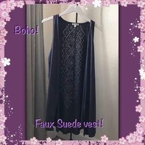 Grey Faux Suede vest. Size L.