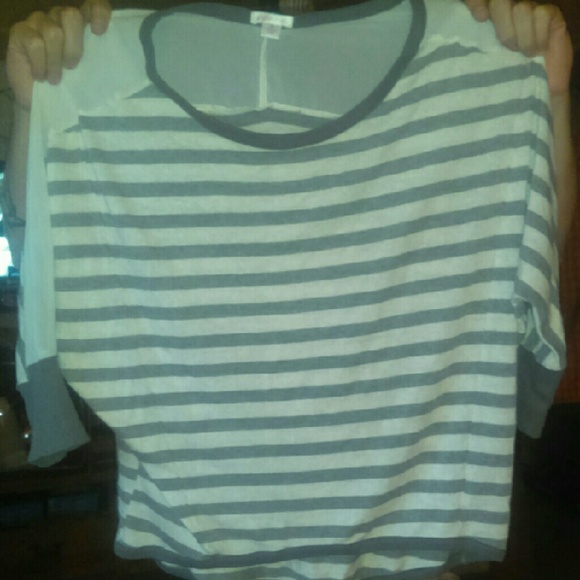 Off white, and grey stripped half sleeve shirt