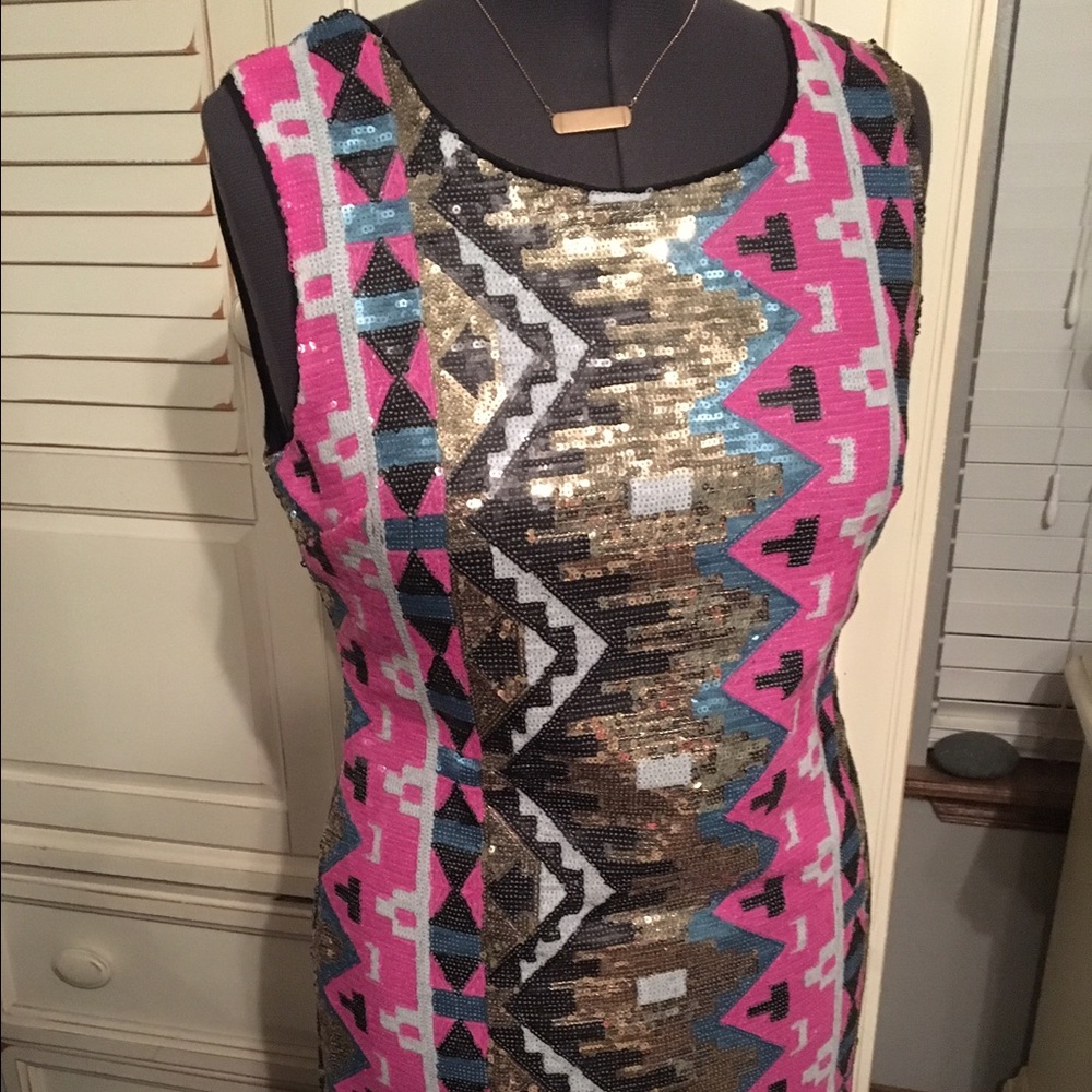 Gianni Bini Tribal Sequin Dress
