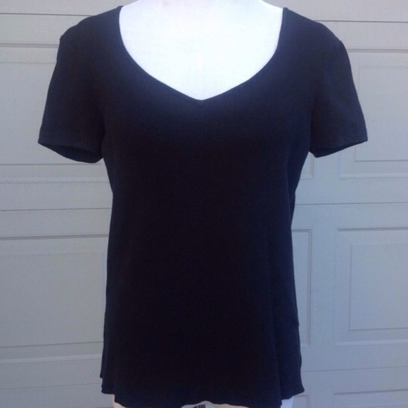 Talbots Tops - Talbots Criss Cross Back Black Knit Top/Sweater