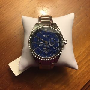 Fossil Watch Silver with Dark Blue Face