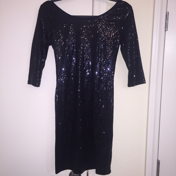 Navy blue sequin dRess. 2Bebe - Picture 1 of 4