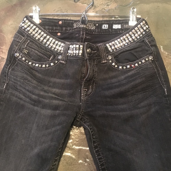 Miss me black embellished denim