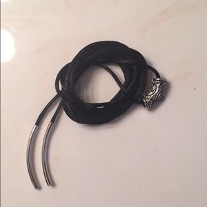 Black Satin Choker w/ Silver Bead