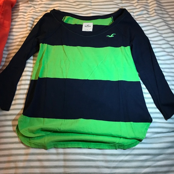 Blue and green hollister 3/4 sleeve