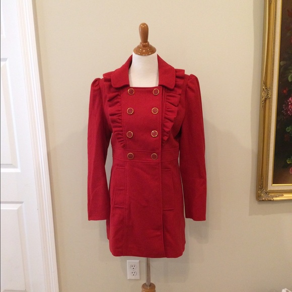 Red pea coat