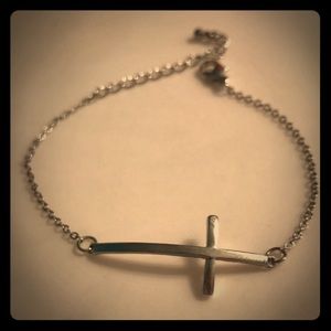 Silver, cross bracelet