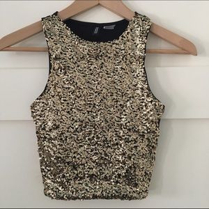 NEW Gold Sequin Crop Top