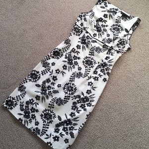 Black and white floral shift dress