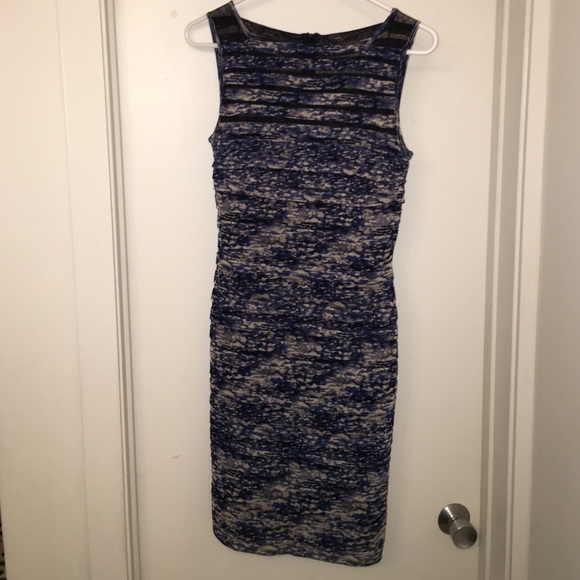 Adrianna Papell fitted polyester/spandex dress.