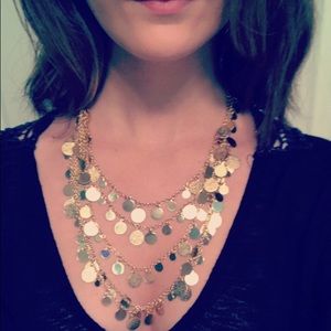 Boho, multilayered, gold necklace