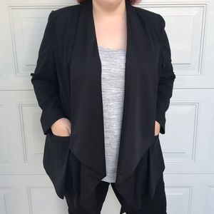 PLUS LB Waterfall Front Black Tuxedo Blazer