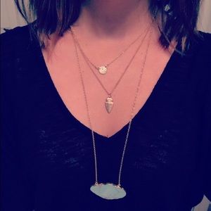 Multilayer boho necklace with turquoise and gold