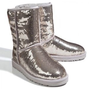 Ugg Australia Sequin Sparkles - Silver Size 7