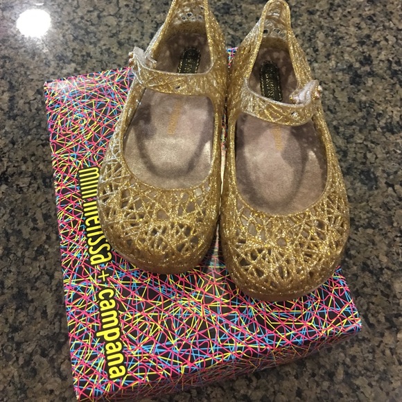 Authentic mini Melissa gold glitter shoes